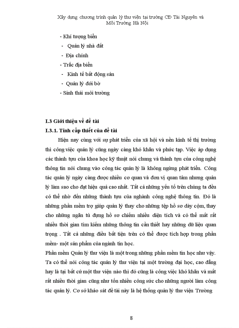image for page Xây dựng chương trình quản lý thư viện cho trường CĐ Tài Nguyên và Môi Trường Hà Nội