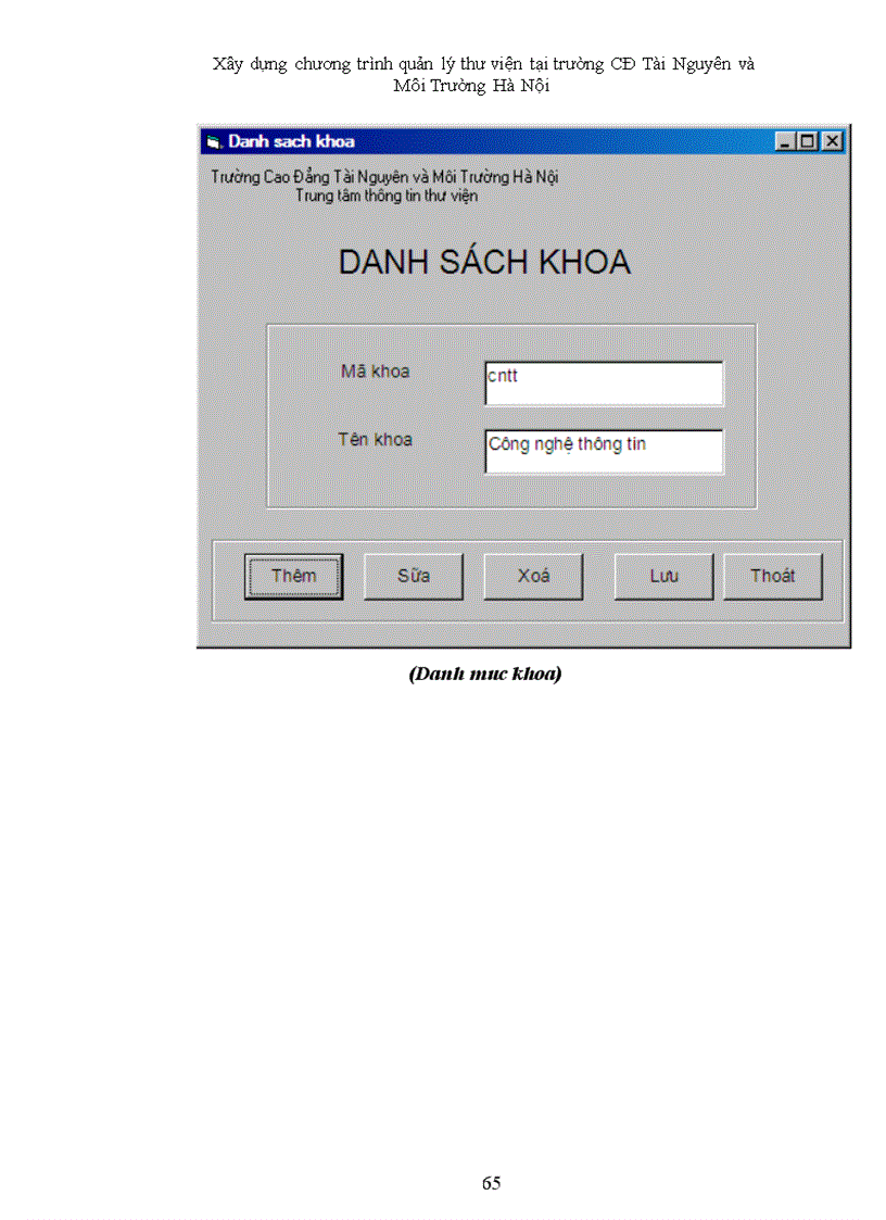 image for page Xây dựng chương trình quản lý thư viện cho trường CĐ Tài Nguyên và Môi Trường Hà Nội