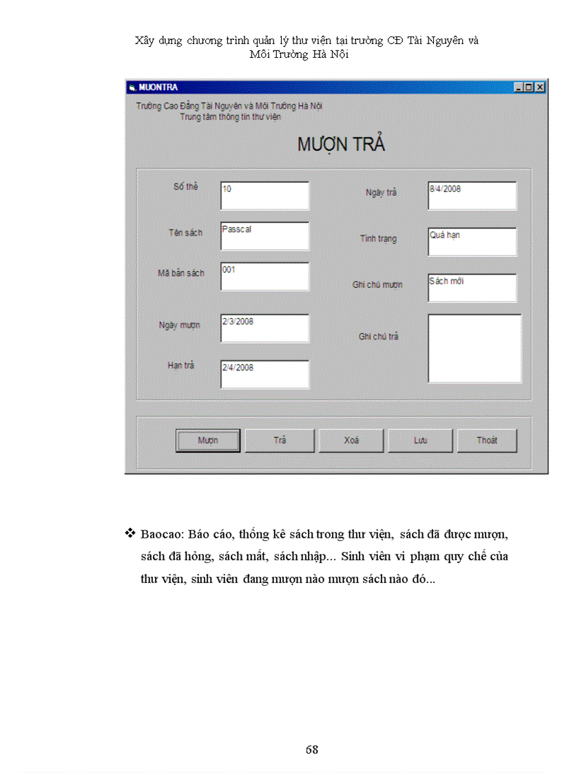 image for page Xây dựng chương trình quản lý thư viện cho trường CĐ Tài Nguyên và Môi Trường Hà Nội