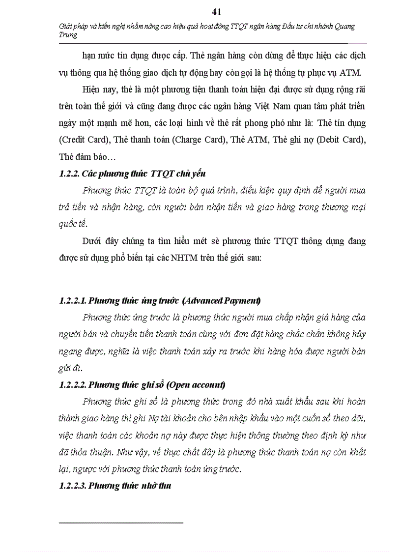 image for page Thực trạng và giải pháp nhằm nâng cao hoạt động thanh toán quốc tế tại ngân hàng Đầu tư và Phát triển chi nhánh Quang Trung