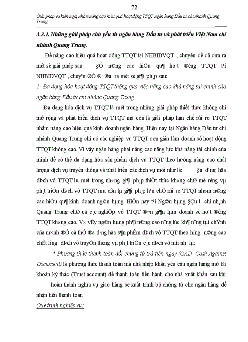 image for page Thực trạng và giải pháp nhằm nâng cao hoạt động thanh toán quốc tế tại ngân hàng Đầu tư và Phát triển chi nhánh Quang Trung