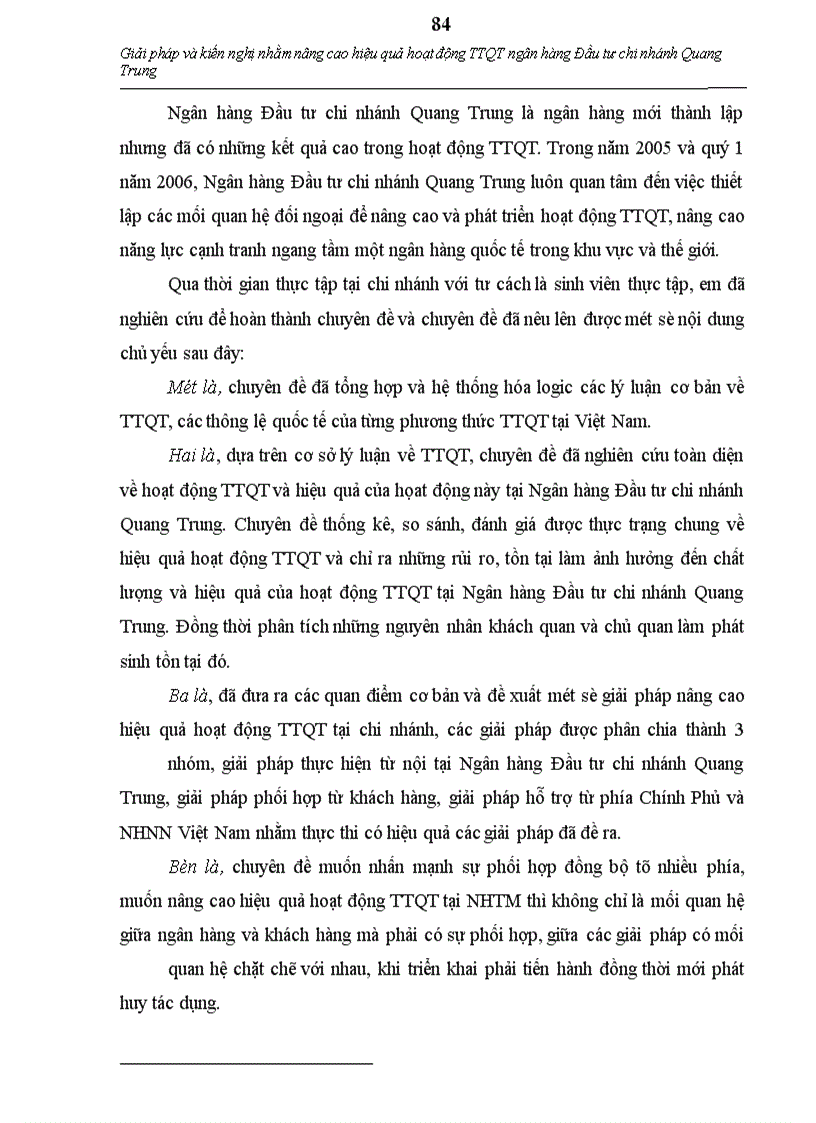 image for page Thực trạng và giải pháp nhằm nâng cao hoạt động thanh toán quốc tế tại ngân hàng Đầu tư và Phát triển chi nhánh Quang Trung