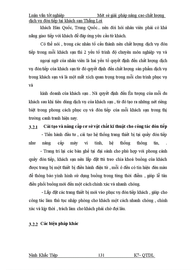 image for page Một số giải pháp nâng cao chất lượng dịch vụ đón tiếp tại khách sạn Thắng Lợi