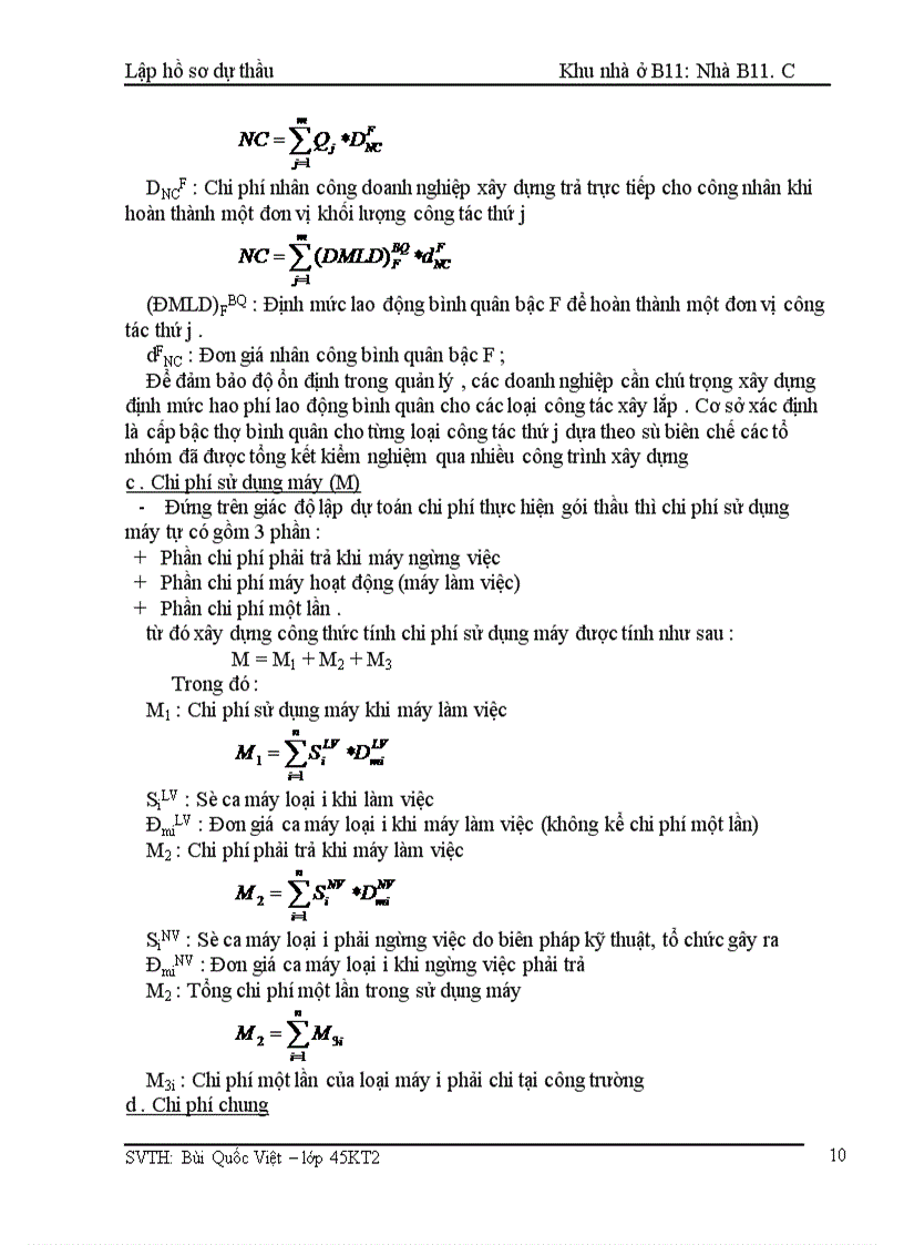 image for page Lập hồ sơ dự thầu Khu nhà ở B1 : Nhà B11 .C