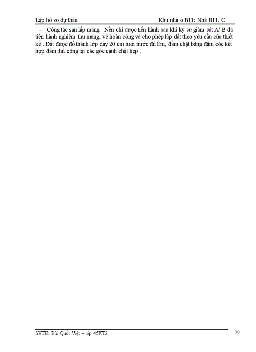 image for page Lập hồ sơ dự thầu Khu nhà ở B1 : Nhà B11 .C