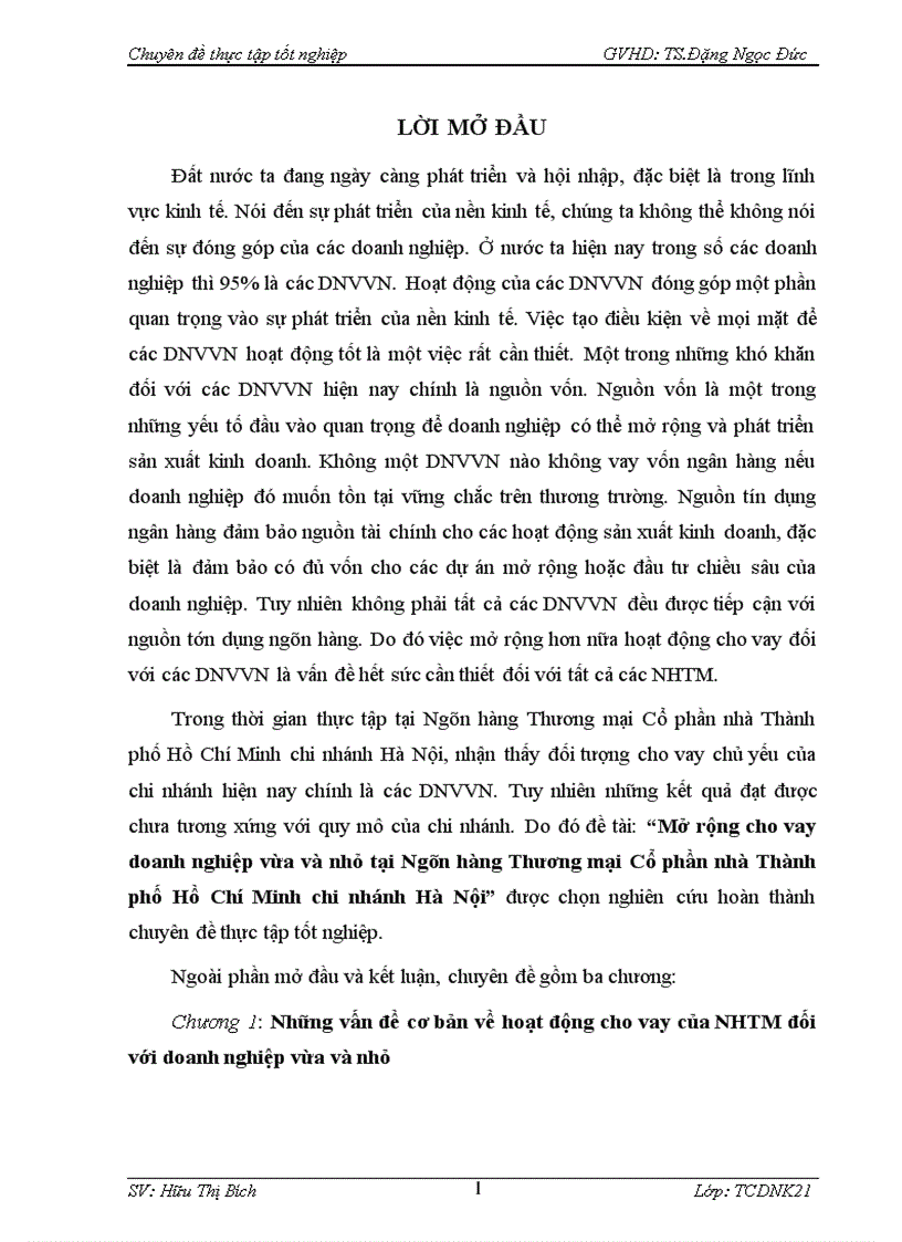 image for page Mở rộng cho vay doanh nghiệp vừa và nhỏ tại Ngân hàng Thương mại Cổ phần nhà Thành phố Hồ Chí Minh chi nhánh Hà Nội
