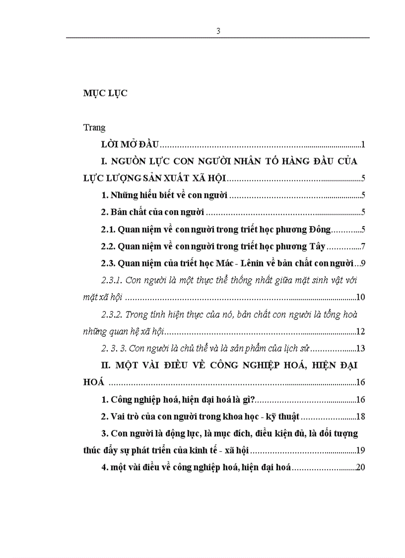 Quan điểm của Triết học duy vật biện chứng về con người và vấn đề xây dựng con người trong sự nghiệp công nghiệp hoá, hiện đại hoá ở Việt Nam