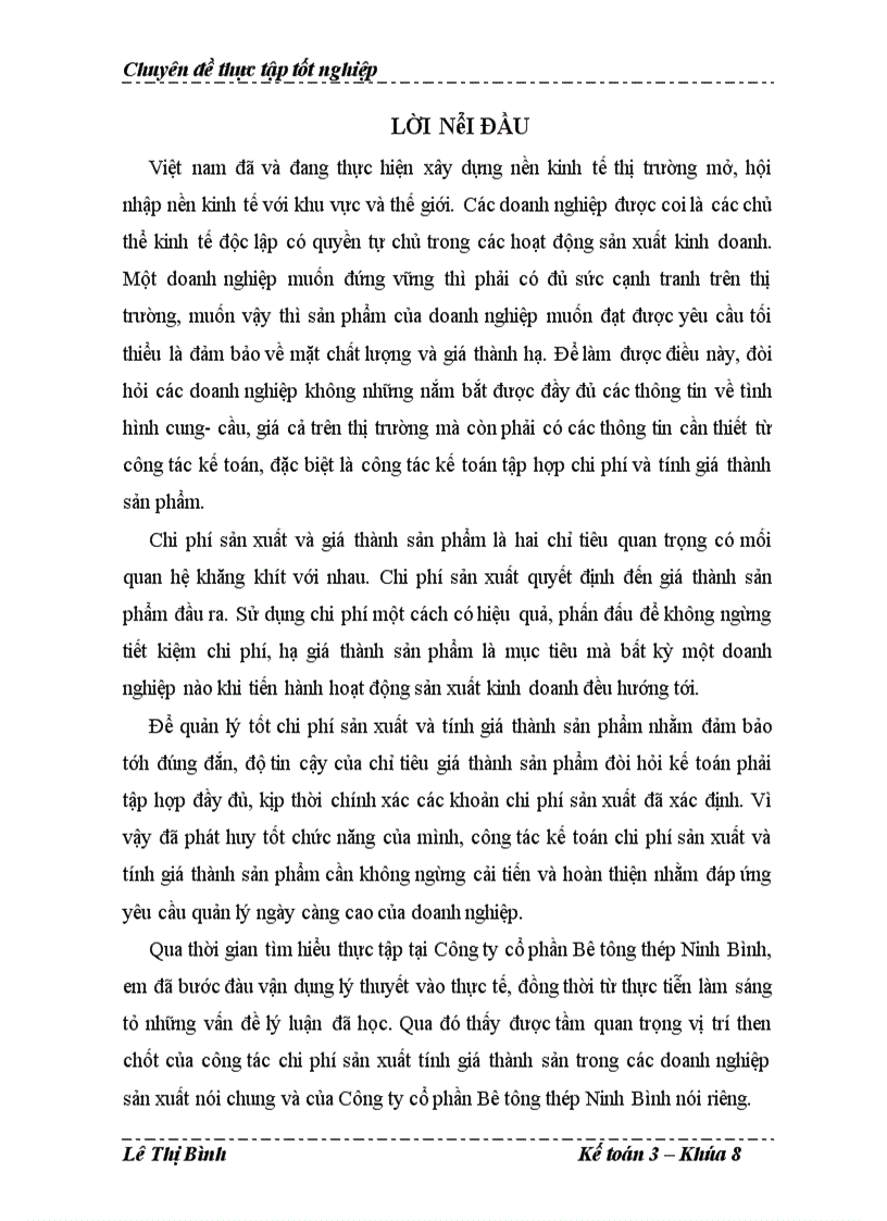 image for page Hoàn thiện kế toán chi phí sản xuất và tính giá thành sản phẩm tại Công ty cổ phần Bê tông thép Ninh Bình