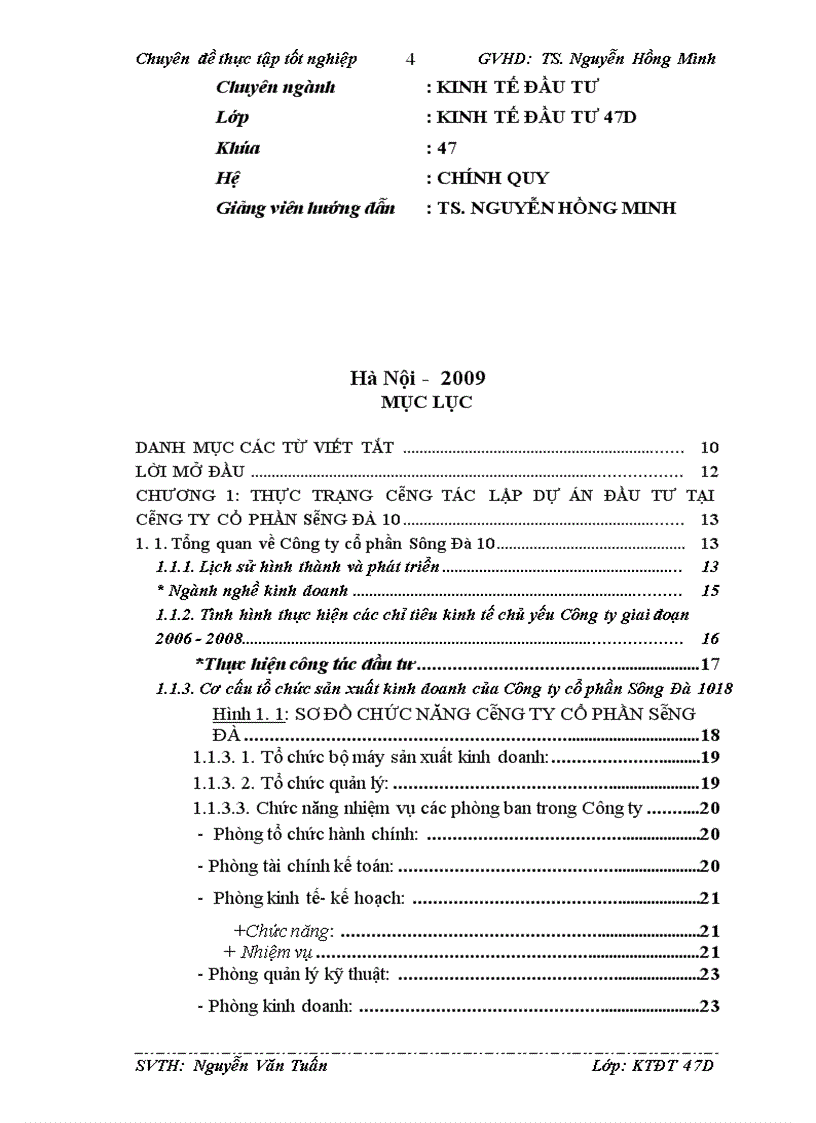 image for page Hoàn thiện công tác lập dự án dầu tư tại công ty cổ phần sông đà 10