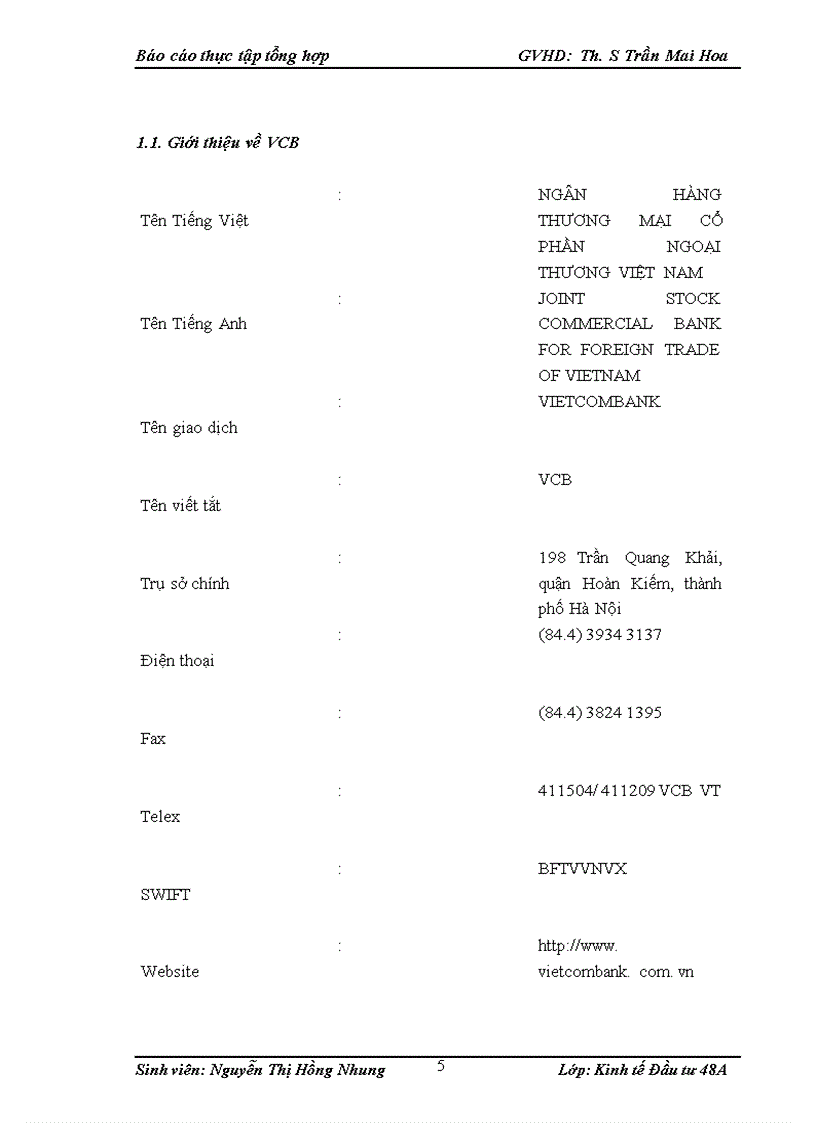 image for page Báo cáo thực tập tổng hợp tại ngân hàng thương mại cổ phần Ngoại thương Việt Nam