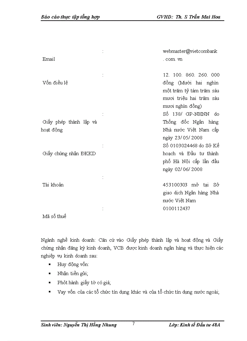 image for page Báo cáo thực tập tổng hợp tại ngân hàng thương mại cổ phần Ngoại thương Việt Nam