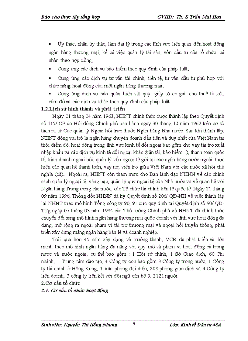 image for page Báo cáo thực tập tổng hợp tại ngân hàng thương mại cổ phần Ngoại thương Việt Nam
