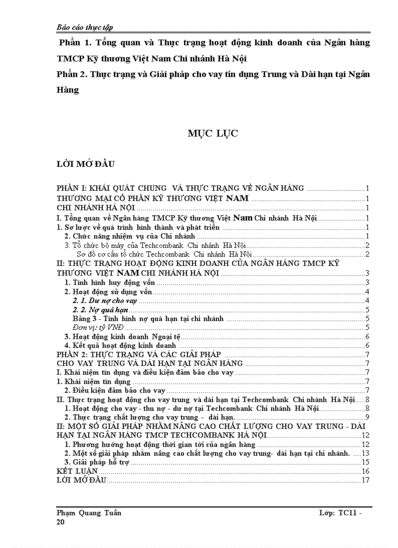 image for page Báo cáo thực tập tại Ngân hàng TMCP Kỹ thương Việt Nam Chi nhánh Hà Nội