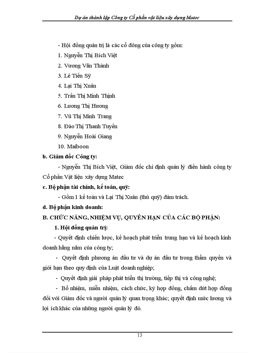 image for page Dự án thành lập công ty Cổ phần vật liệu xây dựng Matec