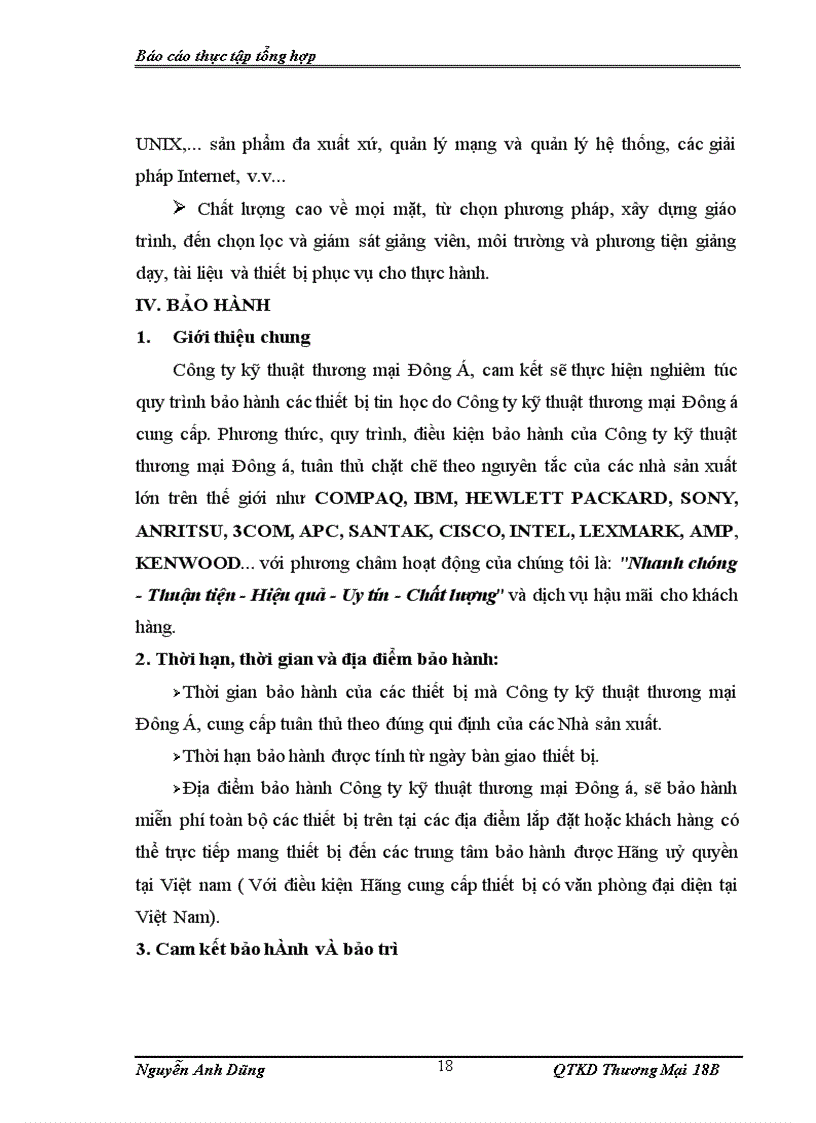 image for page Báo cáo thực tập tổng hợp tại Công ty TNHH Kỹ thuật Thương mại ĐÔNG Á tại Hà Nội