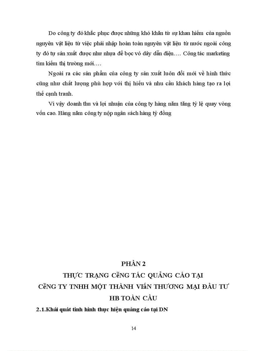 image for page Quản trị Marketing quảng cáo tại công ty TNHH một thành viên thương mại Đầu tư HB Toàn cầu