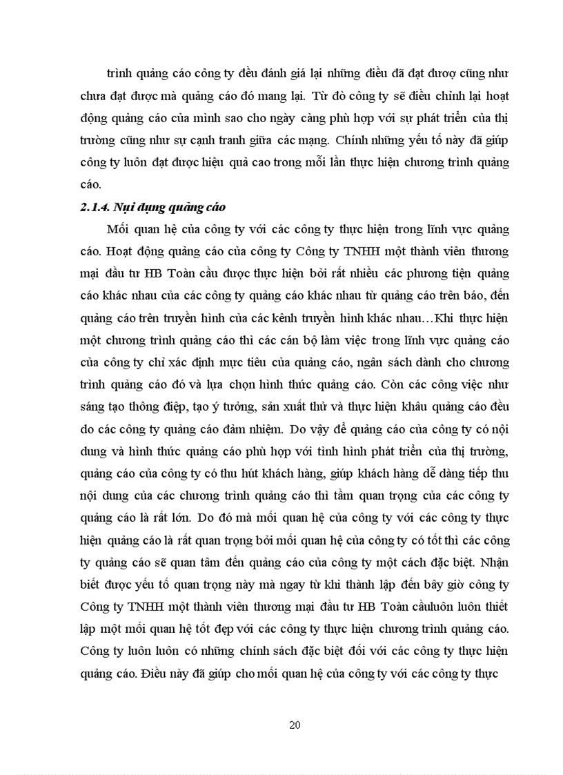 image for page Quản trị Marketing quảng cáo tại công ty TNHH một thành viên thương mại Đầu tư HB Toàn cầu