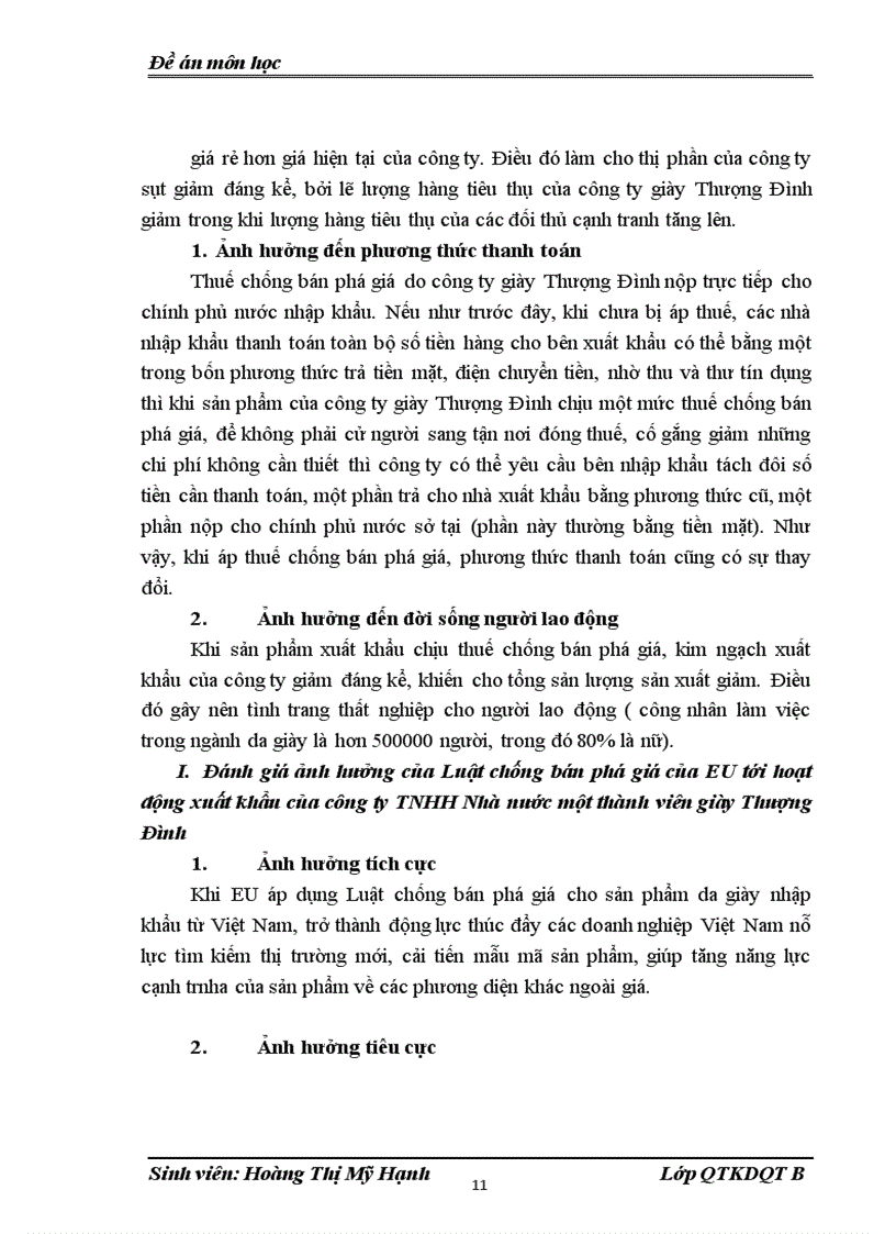 image for page Ảnh hưởng của luật chống bán phá giá của EU tới hoạt động xuất khẩu của công ty TNHH Nhà nước một thành viên giày Thượng Đình