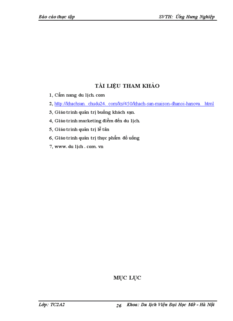 image for page Báo cáo thực tập tại khách sạn Maison D’Hanoi Hanova