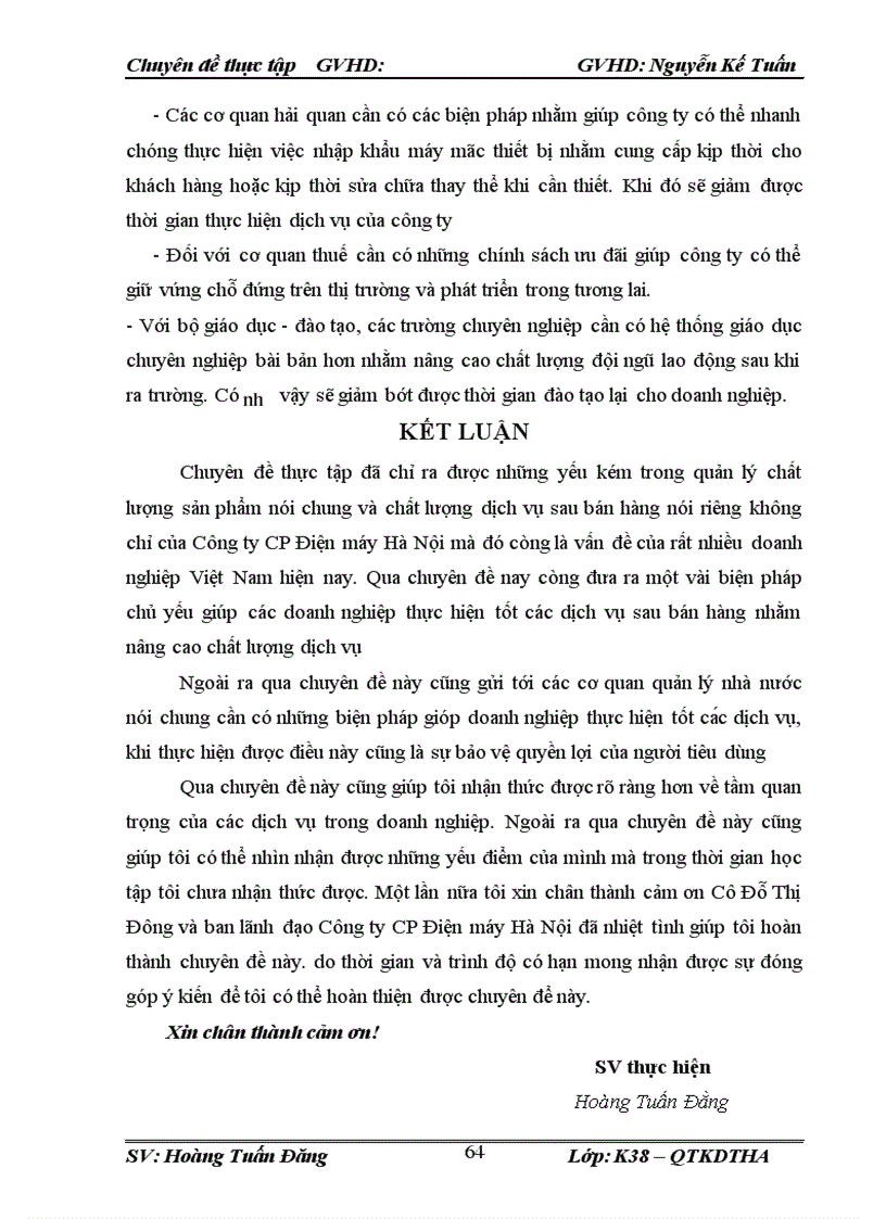 image for page Nâng cao chất lượng dịch vụ sau bán hàng tại Công ty CP Điện Máy Hà Nội