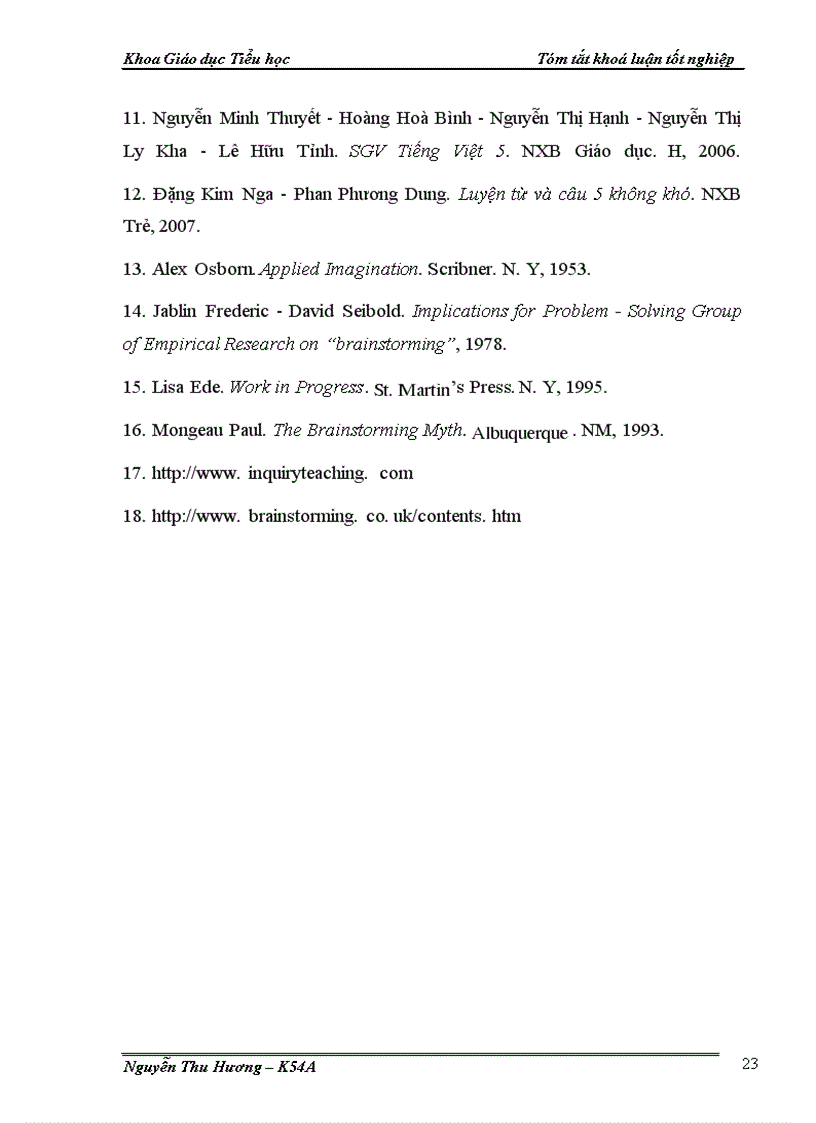 image for page Nghiên cứu việc vận dụng phương pháp dạy học động não trong phân môn Luyện từ và câu lớp 5 ở Tiểu học