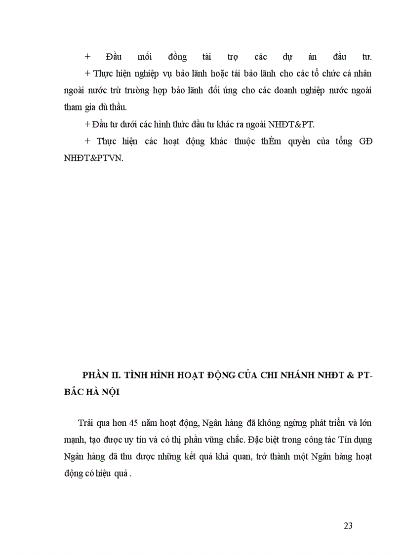image for page Tình hình hoạt động kinh doanh của Chi nhánh Ngân hàng Đầu tư và Phát triển Bắc Hà Nội