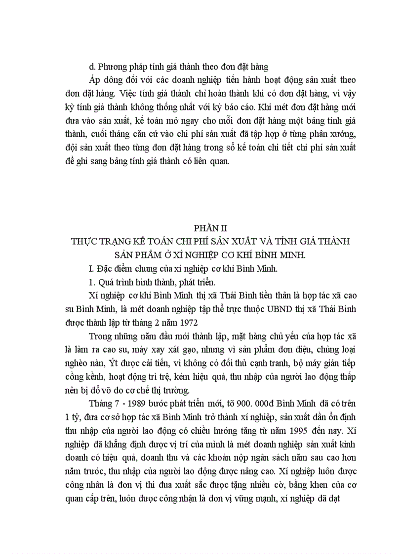 image for page Kế toán tập hợp chi phí sản xuất và tính giá thành sản phẩm ở xí nghiệp cơ khí Bình Minh