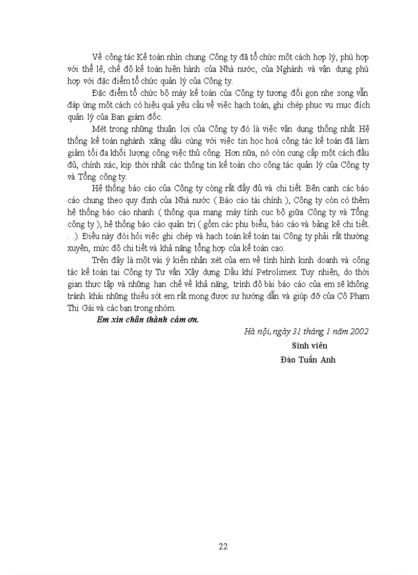 image for page Phân tích tình hình tổ chức bộ máy kế toán và công tác kế toán của công ty Tư Vấn Xây Dựng Dầu Khí Petrolimex