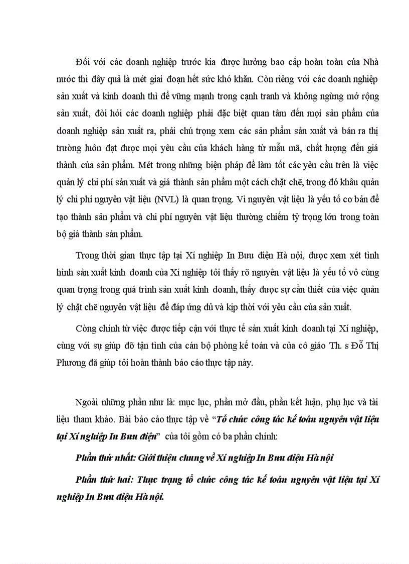 image for page Tổ chức công tác kế toán nguyên vật liệu tại Xí nghiệp In Bưu điện