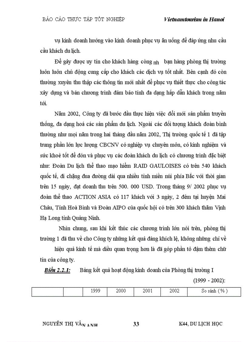image for page Tìm hiểu hoạt đông và kết quả kinh doanh của các phòng thị trường trong Công ty Du lịch Việt nam tại Hà nội