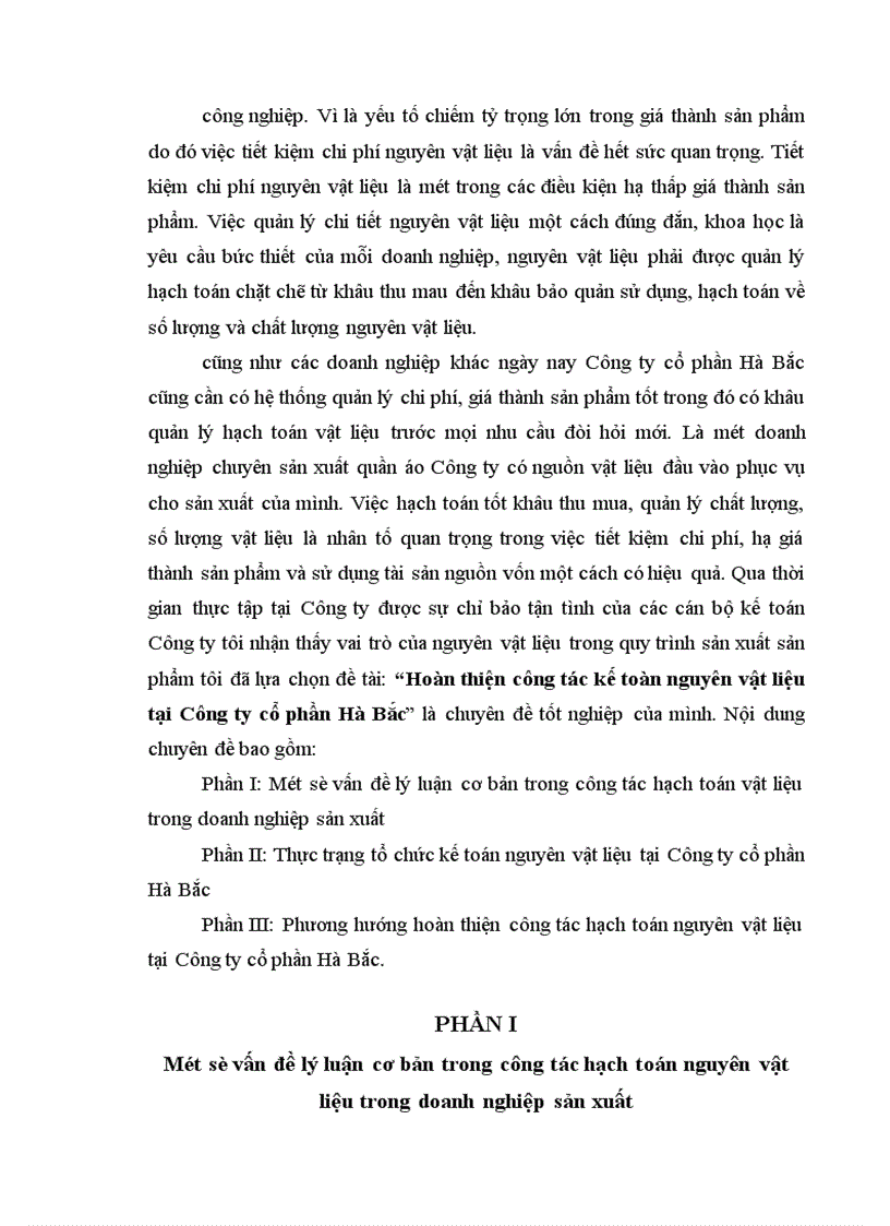 image for page Hoàn thiện công tác kế toàn nguyên vật liệu tại Công ty cổ phần Hà Bắc