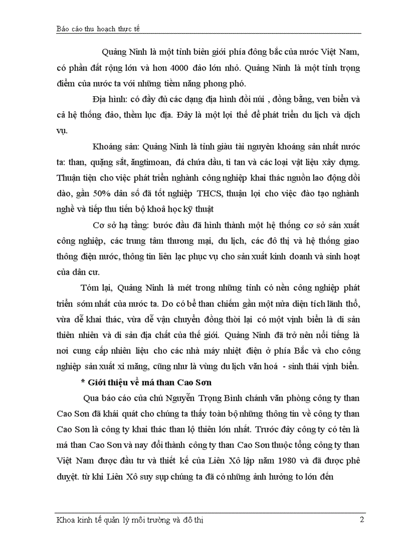 image for page Vấn đề môi trường bức bách trong công nghiệp khai thác than là đổ thải. Có nhận xét gì về đổ thải mỏ than cao sơn