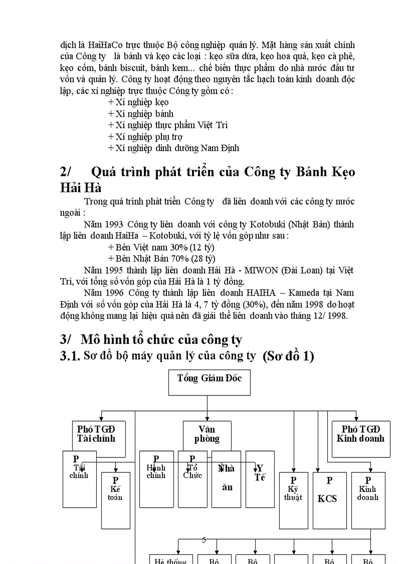 Hoạt động kinh doanh của Công ty bánh kẹo Hải Hà.