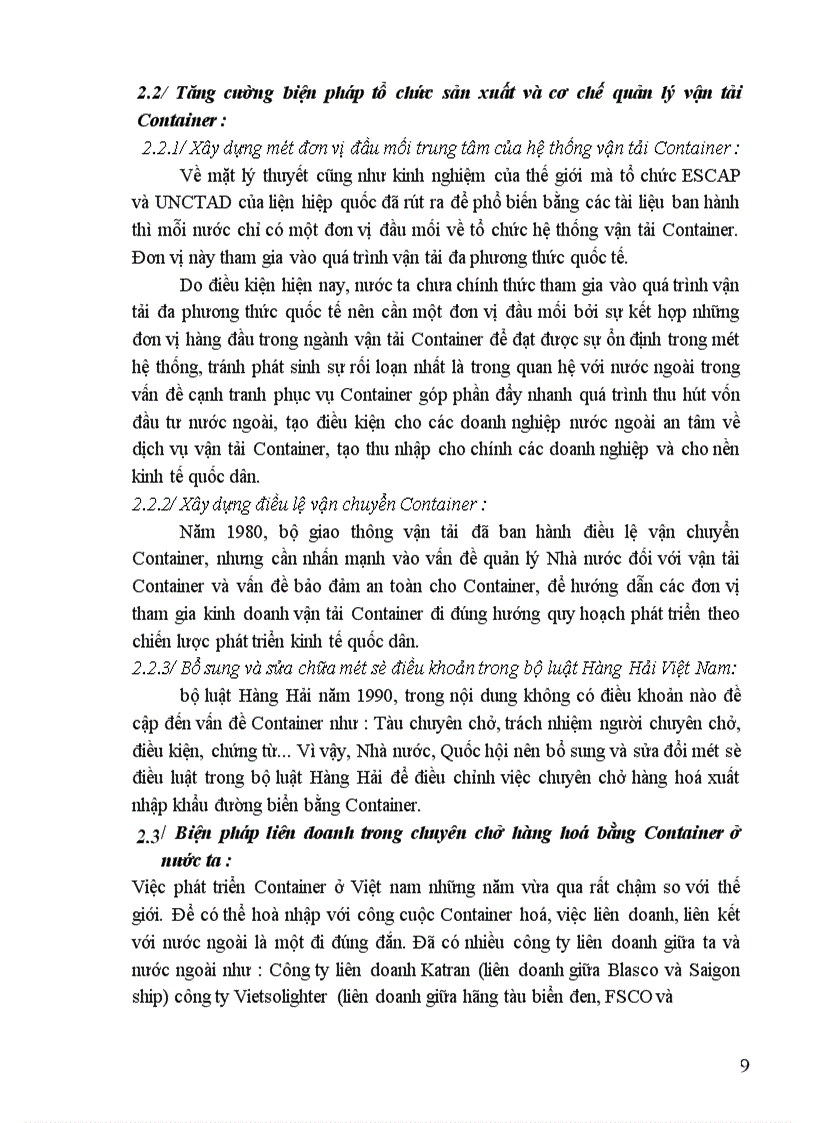 image for page Vấn đề vận tải hàng hoá đường biển, những biện pháp phát triển Container bằng đường biển ở Việt Nam