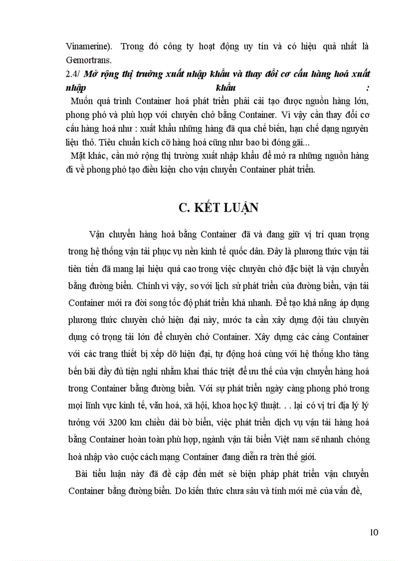 image for page Vấn đề vận tải hàng hoá đường biển, những biện pháp phát triển Container bằng đường biển ở Việt Nam