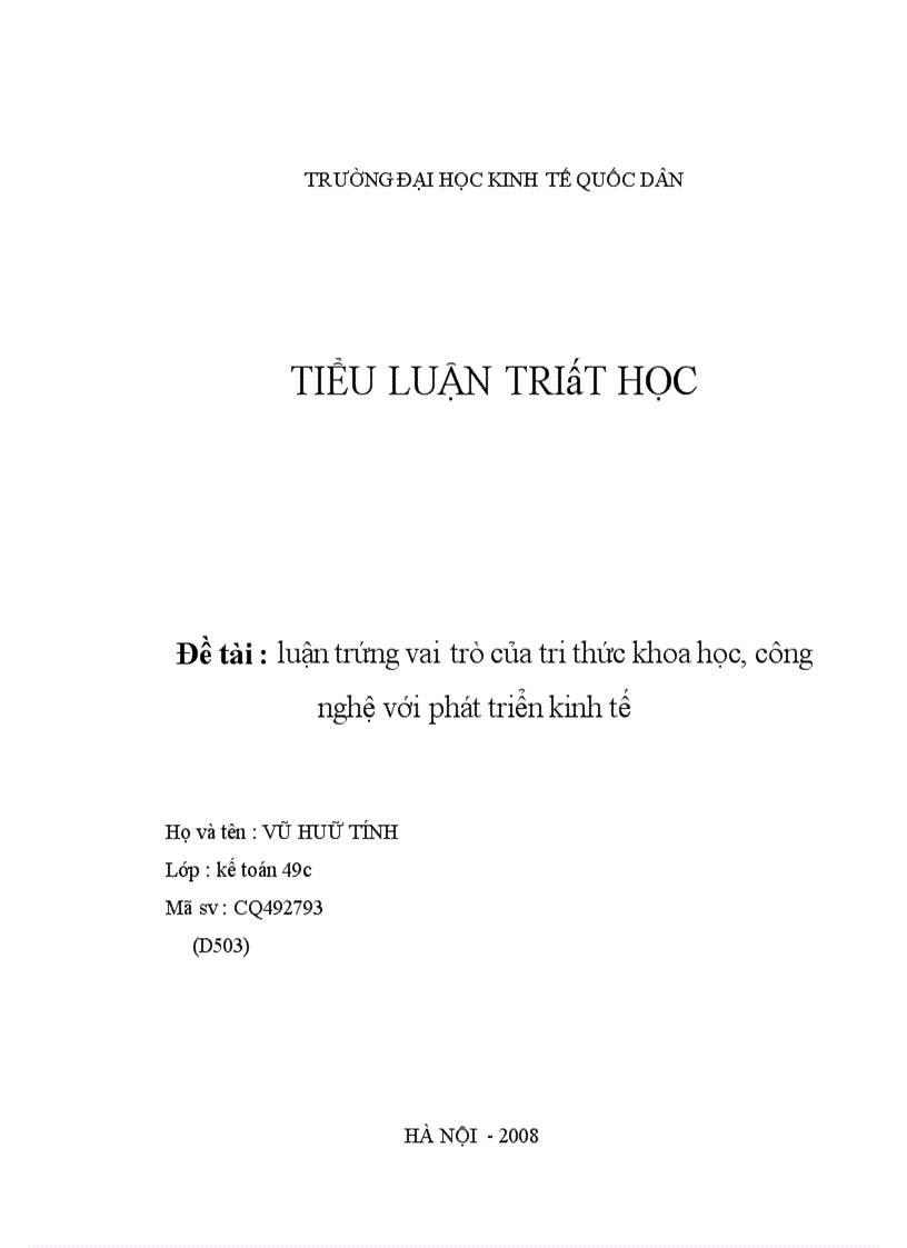 image for page Luận trứng vai trò của tri thức khoa học,công nghệ với phát triển kinh tế.