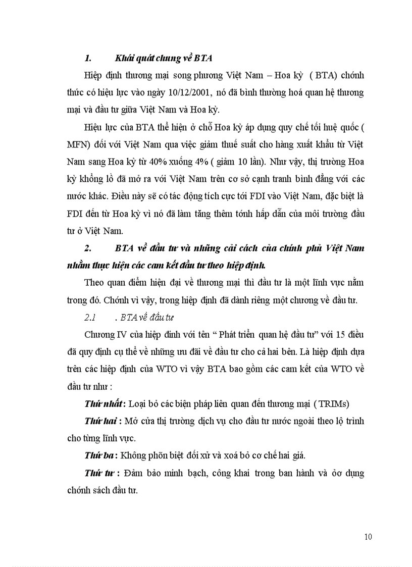 image for page Tác động của hiệp định thương mại Việt Mỹ ( BTA) tới đầu tư trực tiếp nước ngoài của Hoa Kỳ vào Việt Nam.