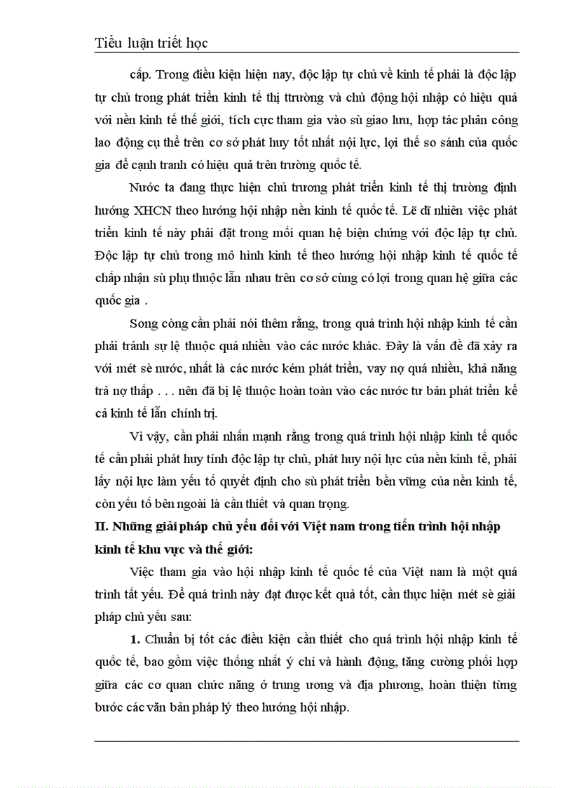 image for page Mối quan hệ giữa xây dựng nền kinh tế độc lập tự chủ với hội nhập kinh tế quốc tế ở Việt Nam.