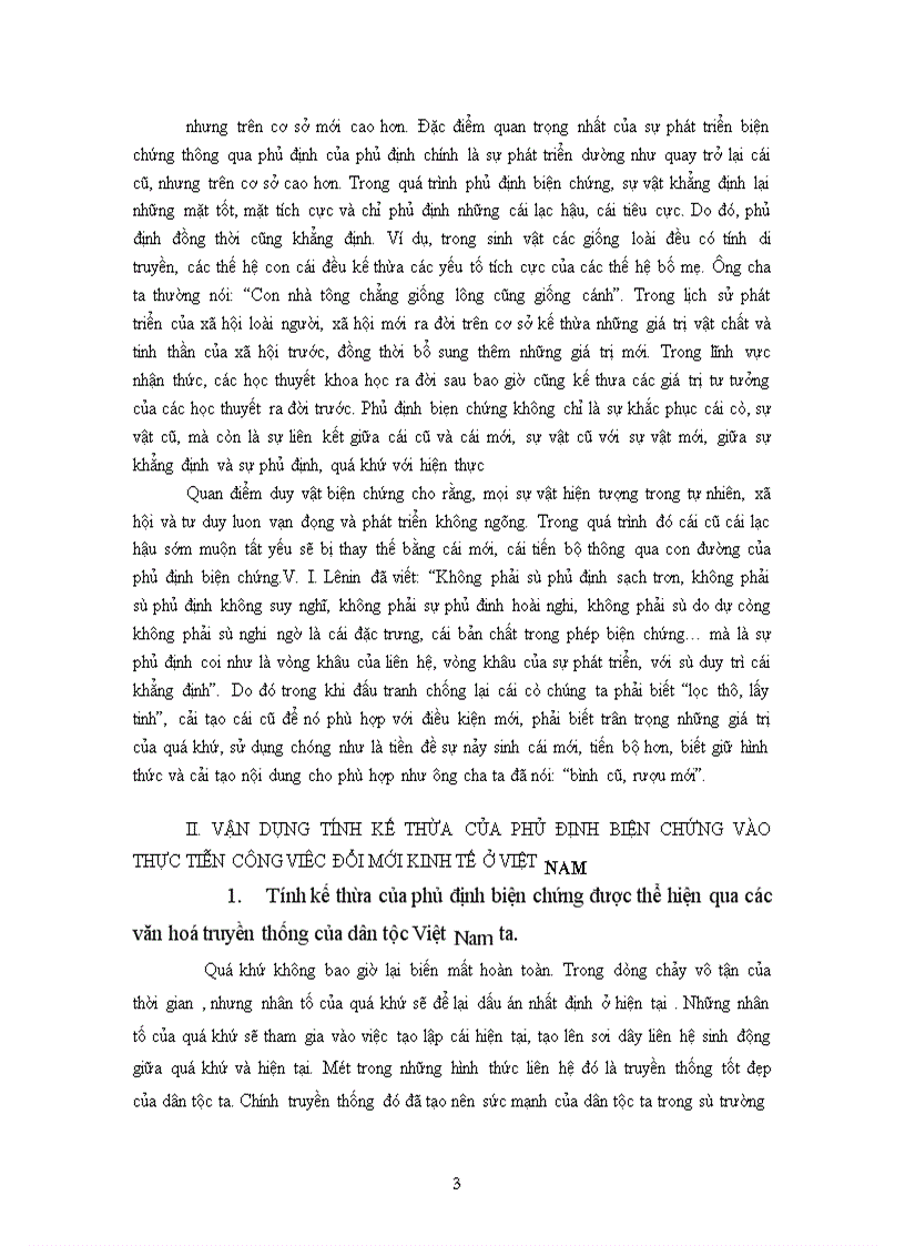 Tính kế thừa của phủ định biện chứng vận dụng vào công cuộc đổi mới ở Việt Nam Sinh viên thực hiện
