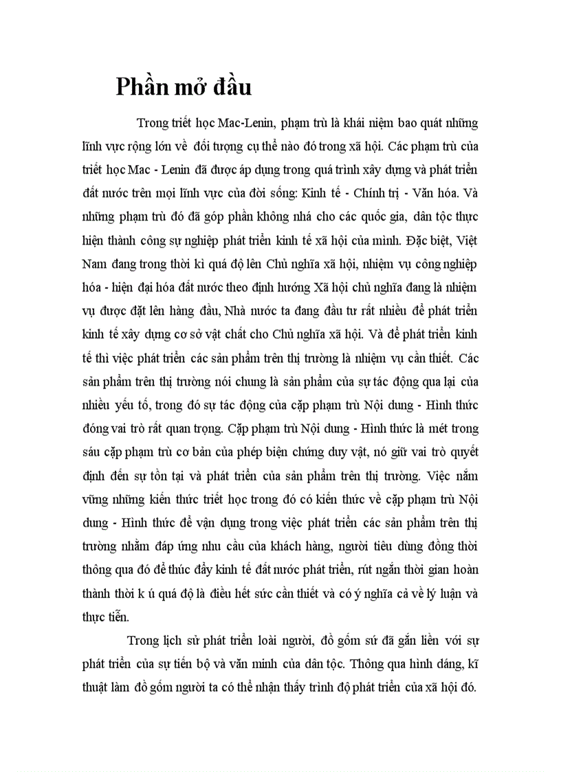 image for page Cặp phạm trù Nội dung-Hình thức và việc vận dụng nó vào việc phát triển sản phẩm gốm sứ Bát Tràng trên thị trường Việt Nam hiện nay