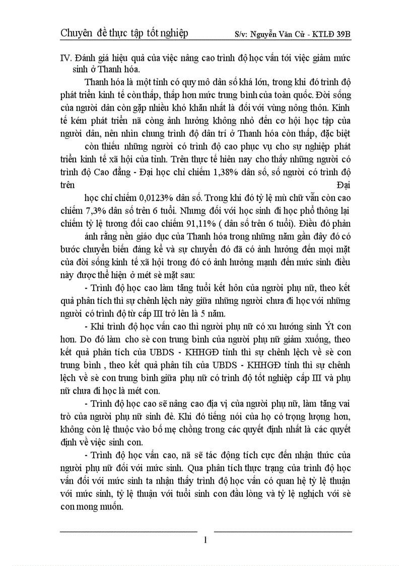 image for page Ảnh hưởng của trình độ học vấn đến mức sinh ở Thanh Hoá.