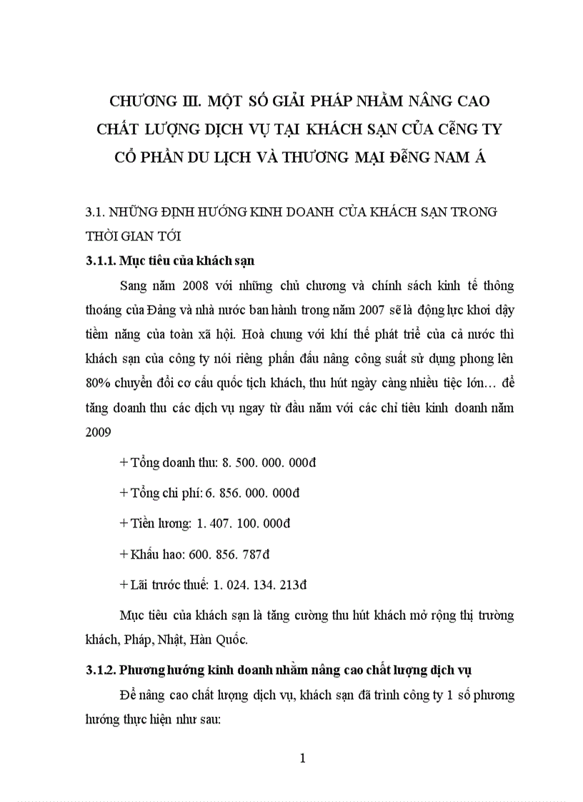 image for page Thực trạng và giải pháp nâng cao chất lượng dịch vụ khách sạn tại công ty cổ phần du lịch và thương mại Đông Nam Á