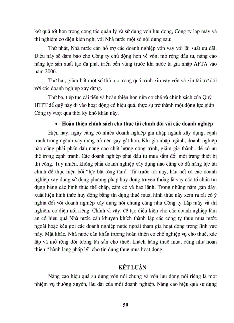 image for page Nâng cao hiệu quả sử dụng vốn lưu động tại Công ty lắp máy và thí nghiệm cơ điện.