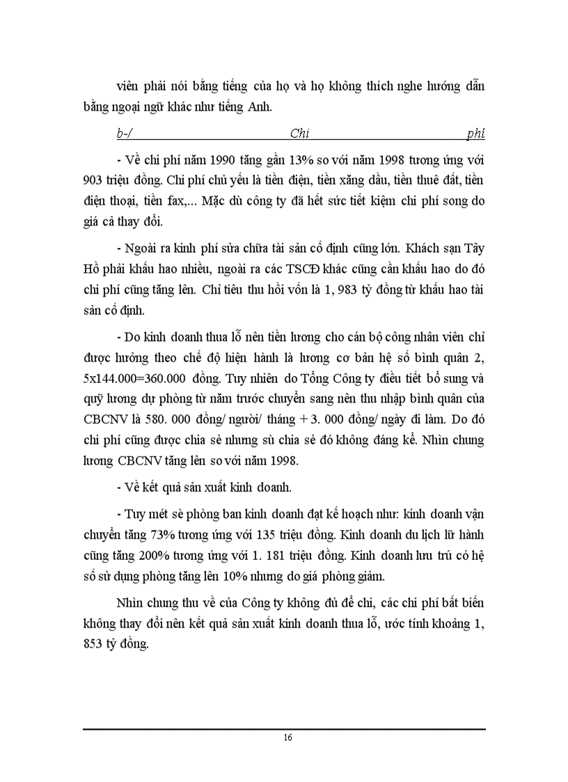 image for page Thực trạng hoạt động kinh doanh của Công ty du lịch - dịch vụ Tây Hồ