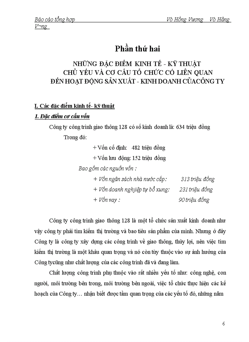 Phân tích thực trạng tình hình sản xuất – kinh doanh của công ty công trình giao thông 128