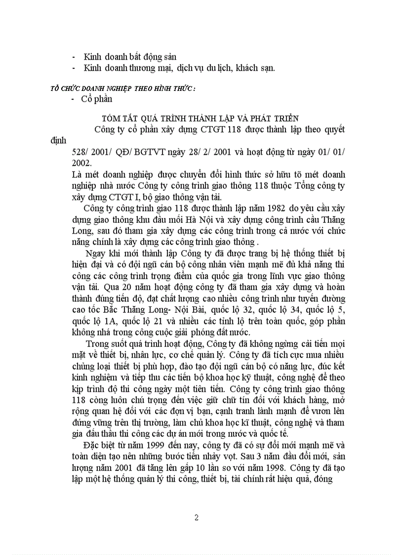 image for page Tổ chức thi công Công ty cổ phần xây dựng công trình giao thông 118