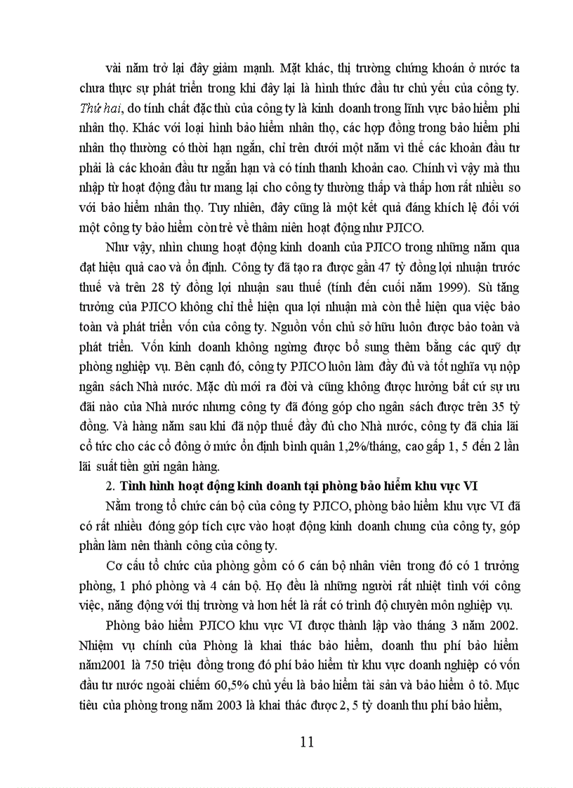 image for page Tình hình hoạt động kinh doanh tại công ty PJICO trong thời gian qua