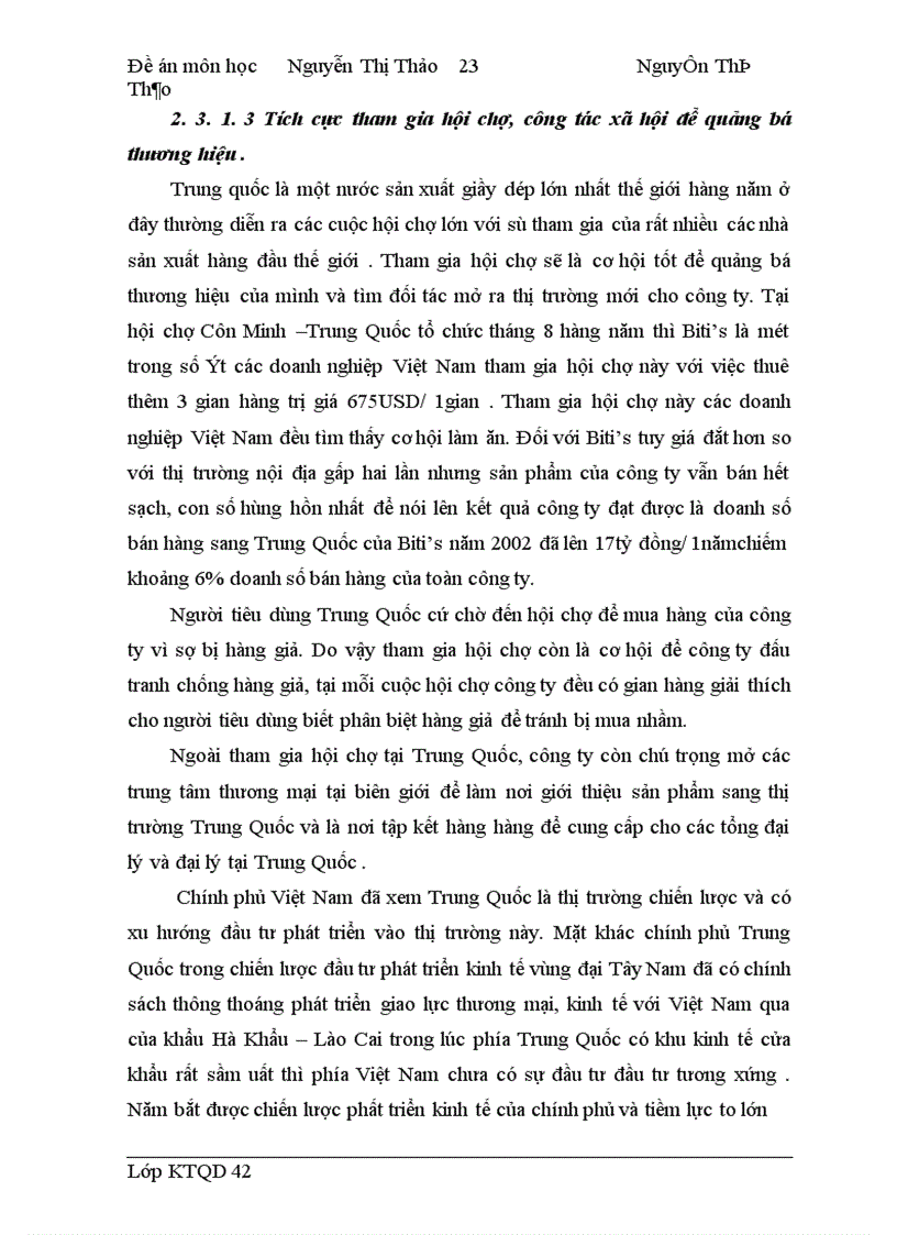 image for page Chiến lược thâm nhập thị trường Trung Quốc của công ty biti 's.