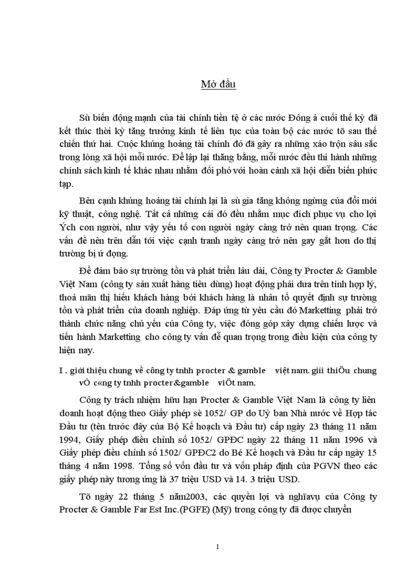 image for page Chiến lược Marketting của công ty TNHH procter & gamble việt nam.