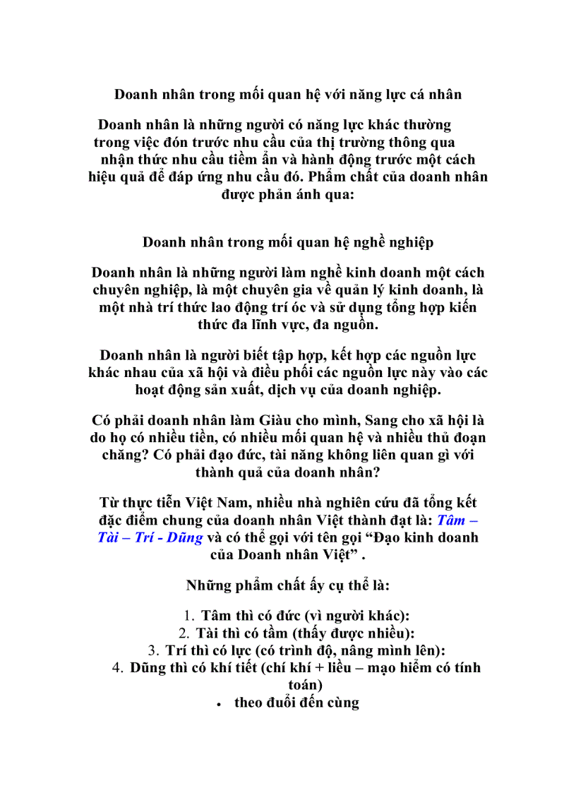 image for page Doanh nhân trong mối quan hệ với doanh nghiệp